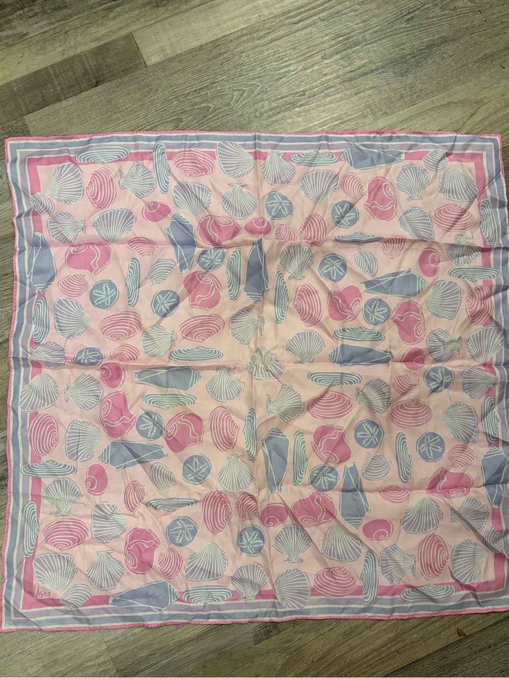 Vintage Vera Neumann Silk Blend Scarf Novelty Print Shells Ocean Beachy Summer - Picture 2 of 5